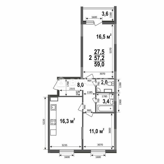 68 м², 2-комнатная квартира 7 800 000 ₽ - изображение 69