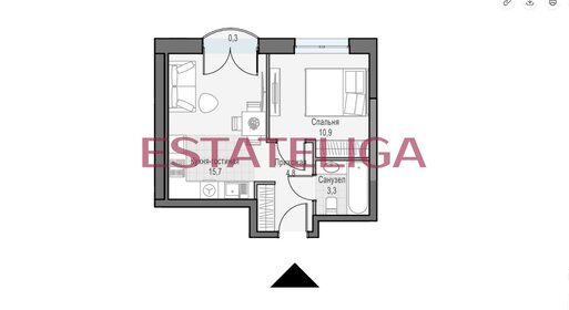 Квартира 35,2 м², 1-комнатная - изображение 1