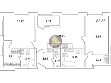 Квартира 83,4 м², 2-комнатная - изображение 1