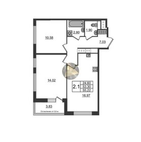 Квартира 53,3 м², 2-комнатная - изображение 1