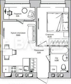 Квартира 34,6 м², 1-комнатная - изображение 1