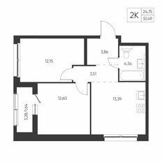 Квартира 51,5 м², 2-комнатная - изображение 2