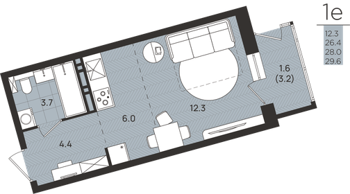 Квартира 28 м², студия - изображение 1