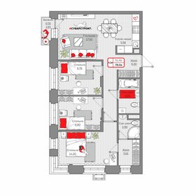 Квартира 78 м², 4-комнатная - изображение 1