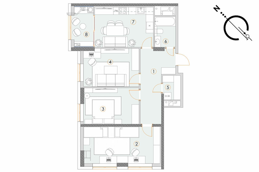 87,2 м², 2-комнатная квартира 6 500 000 ₽ - изображение 77