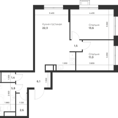 Квартира 64,3 м², 2-комнатная - изображение 2