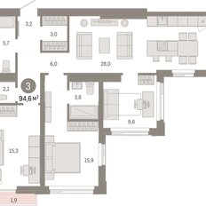 Квартира 94,6 м², 3-комнатная - изображение 3