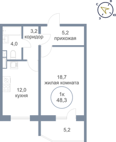 Квартира 48,3 м², 1-комнатная - изображение 1