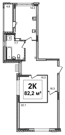 82,2 м², 2-комнатная квартира 11 100 000 ₽ - изображение 1