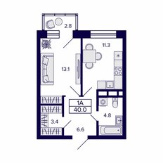 Квартира 40 м², 1-комнатная - изображение 2