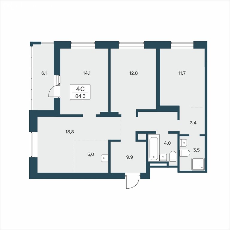Варианты планировок ЖК «Расцветай на Учительской» - планировка 9