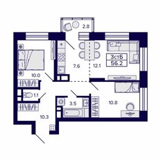 Квартира 56,2 м², 3-комнатная - изображение 2