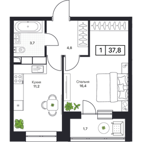Квартира 37,9 м², 1-комнатная - изображение 1