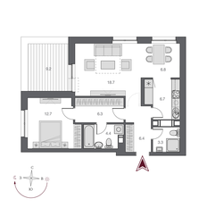 Квартира 65,3 м², 2-комнатная - изображение 2