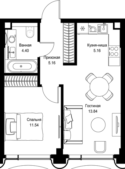 46 м², 1-комнатная квартира 32 388 876 ₽ - изображение 32