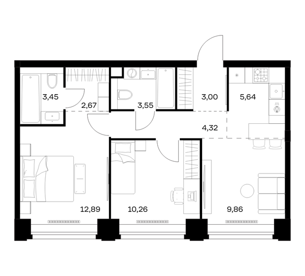 80,1 м², 2-комнатная квартира 36 053 008 ₽ - изображение 29