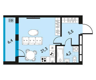 Квартира 34,2 м², 1-комнатная - изображение 1
