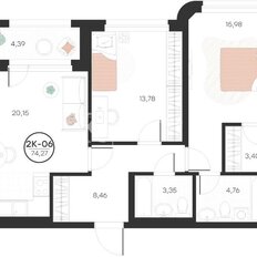 Квартира 74 м², 2-комнатная - изображение 2