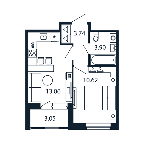 45,8 м², 1-комнатная квартира 8 040 982 ₽ - изображение 24