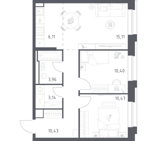 Квартира 59,6 м², 2-комнатная - изображение 1