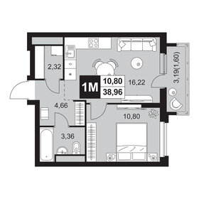 Квартира 38,9 м², 2-комнатная - изображение 1