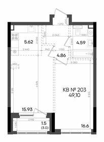 Квартира 49,1 м², 2-комнатная - изображение 1