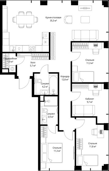 124,7 м², 4-комнатная квартира 52 872 800 ₽ - изображение 20