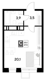 Квартира 27,5 м², студия - изображение 1