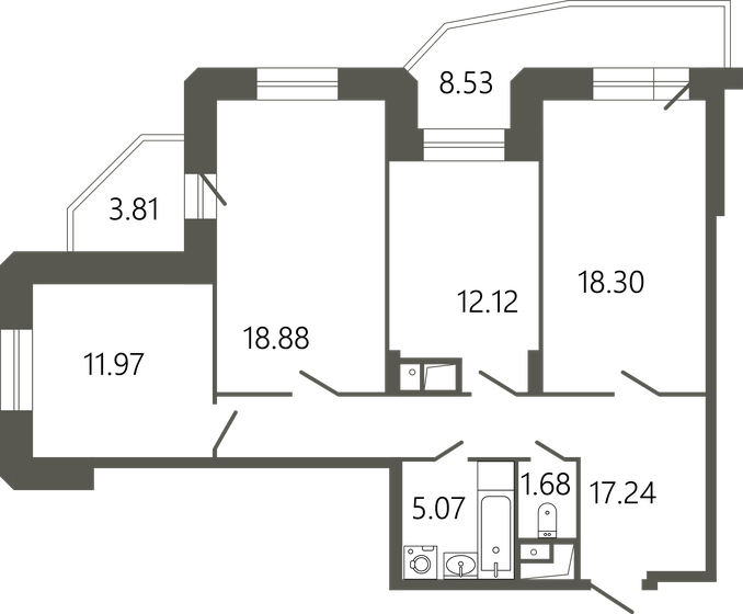 111,7 м², 3-комнатная квартира 15 600 000 ₽ - изображение 87