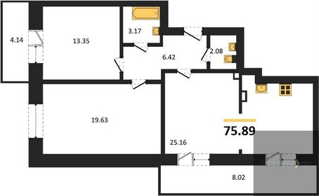 Квартира 75,9 м², 2-комнатная - изображение 1