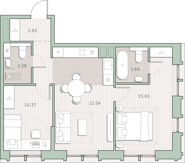 45 м², 2-комнатная квартира 13 999 000 ₽ - изображение 103