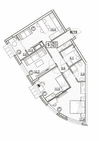 Квартира 75,3 м², 3-комнатная - изображение 1