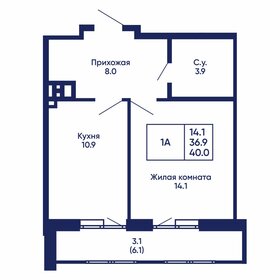 Квартира 40 м², 1-комнатная - изображение 1