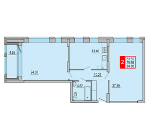 Квартира 84,8 м², 2-комнатная - изображение 1