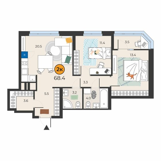 67,6 м², 2-комнатная квартира 8 500 000 ₽ - изображение 85