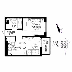 Квартира 36,1 м², 1-комнатная - изображение 1