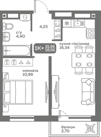 Квартира 36 м², 1-комнатная - изображение 1