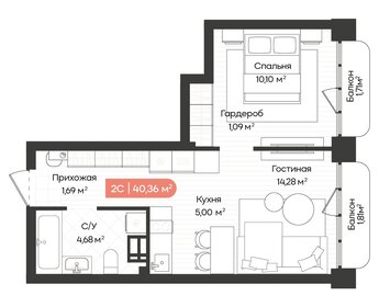Квартира 40,4 м², 1-комнатная - изображение 1