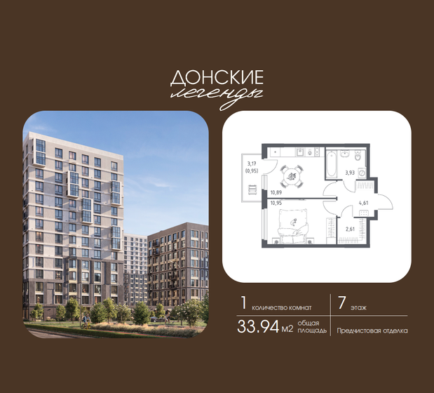 33 м², 1-комнатная квартира 5 749 365 ₽ - изображение 41