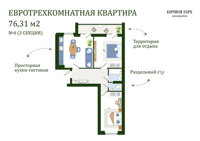 76,6 м², 2-комнатная квартира 6 250 000 ₽ - изображение 14