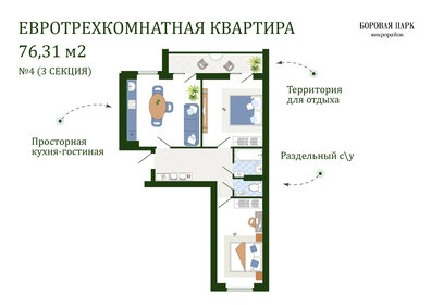 Квартира 76,3 м², 2-комнатная - изображение 1