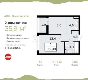 35,9 м², 2-комнатная квартира 5 904 579 ₽ - изображение 6