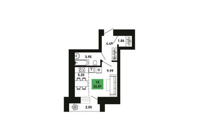 Квартира 26,8 м², 1-комнатная - изображение 1