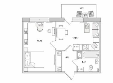 Квартира 42,5 м², 1-комнатная - изображение 1