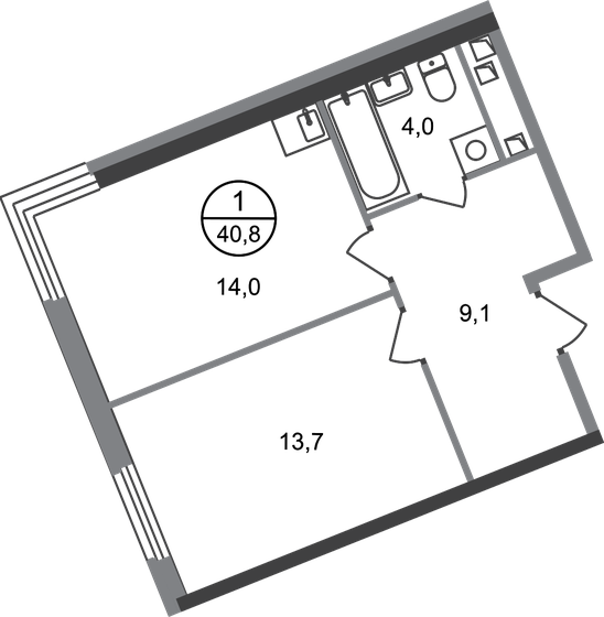 40,8 м², 1-комнатная квартира 11 420 676 ₽ - изображение 1