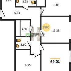 Квартира 69 м², 2-комнатная - изображение 3