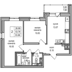 59 м², 2-комнатная квартира 9 600 000 ₽ - изображение 69