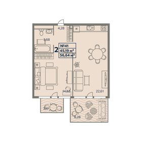 64,3 м², 2-комнатные апартаменты 15 422 400 ₽ - изображение 25