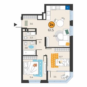 61,3 м², 2-комнатная квартира 8 410 360 ₽ - изображение 8