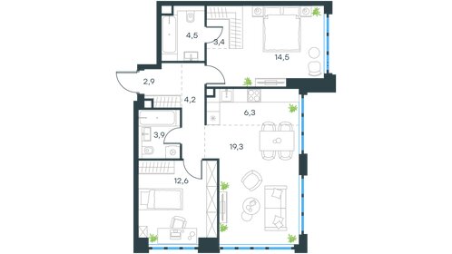 72,4 м², 3-комнатная квартира 21 567 308 ₽ - изображение 8